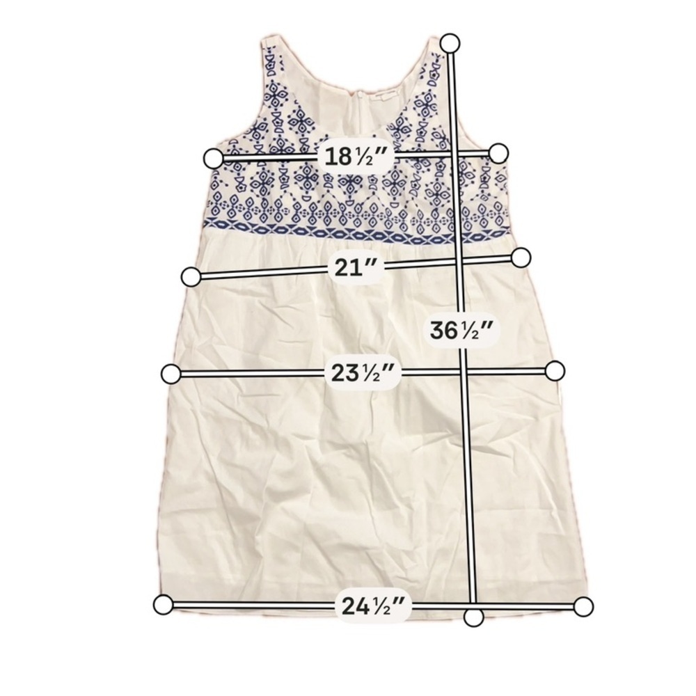 BeachLunchLounge White Blue Embroidered Sleeveless Dress Large - Picture 7 of 7